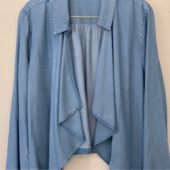 Soft Surroundings Fontanne Chambray Tencel Collared Jacket Blue Layer Size 3X - Picture 5 of 12